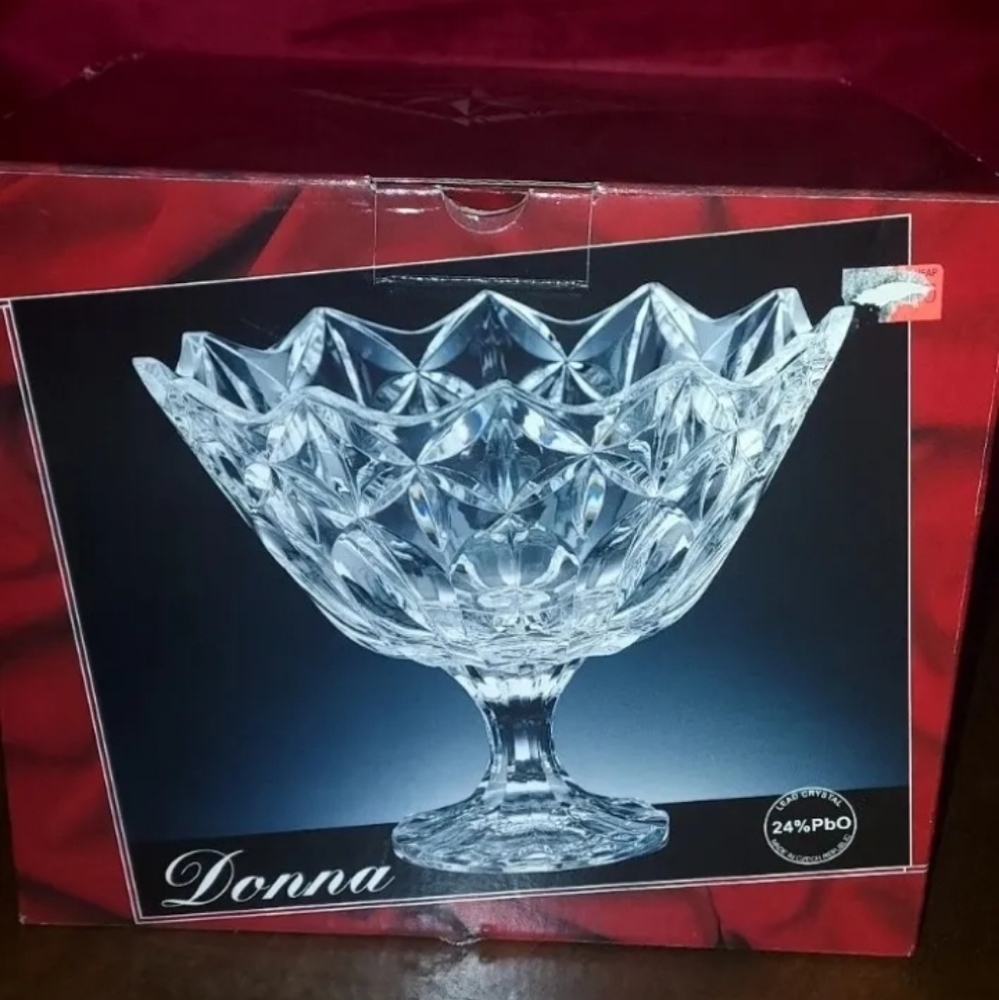 DONNA BOHEMIA CRYSTAL PRIMa  collection footed BOWL 23 cm